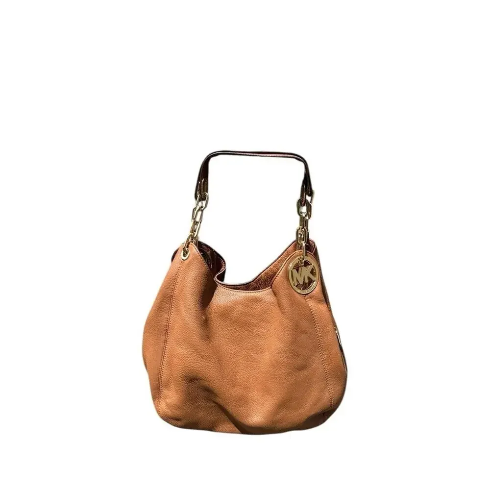 Michael Kors Large Fulton Brown Leather Shoulder Bag